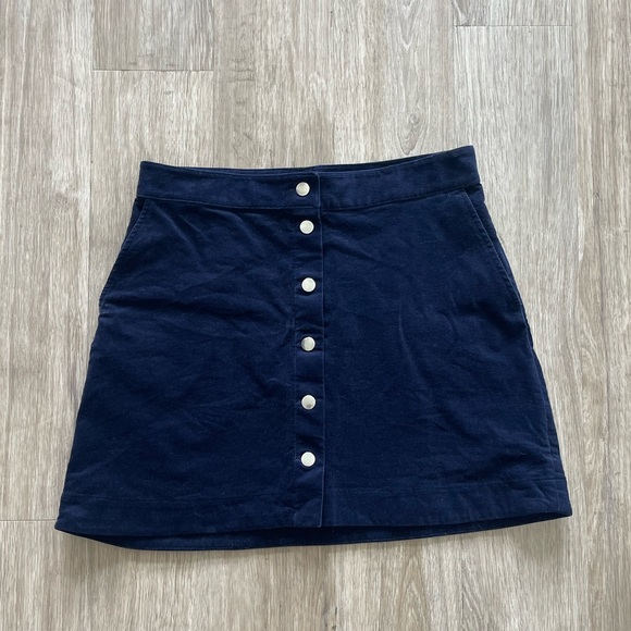 & Other Stories Dresses & Skirts - & Other Stories Paris Atelier Navy Corduroy Snap Front Mini Skirt size 12